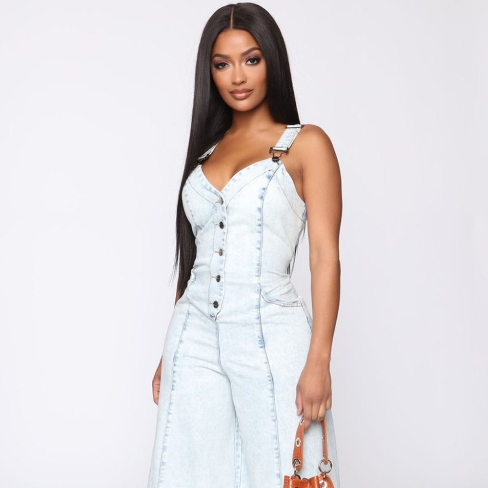 Denim Flare Leg Jumpsuit
